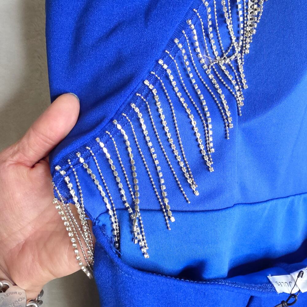 Cobalt Bright Blue SzM NWT Sexy W Rhinestones Dress by Sincerely Jules Party Fun - Picture 11 of 14